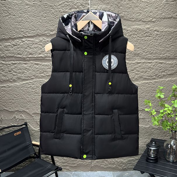 Men's Clothing Men's Cotton Vest Winter Men's New Hooded Cotton Waistcoat Jacket Overalls Class Clothes Printing LOGO_viptrois.com