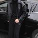 Men's Black PU Leather Jacket Retro Workwear Style Zip-Up Stand Collar Casual Outerwear Coat_viptrois.com