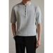 Men's Clothing Summer New Style Knitted Sweater Solid Color Pullover Button Short Sleeve Top Men's High Grade Henry Collar Design Polo Shirt_viptrois.com
