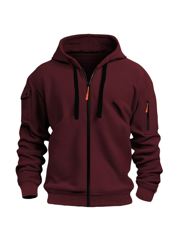 Spring And Autumn Men's Sweatshirt Hoodie Zipper Multi Pocket Embroidered Badge Cardigan Sports Leisure Sweatshirt_viptrois.com