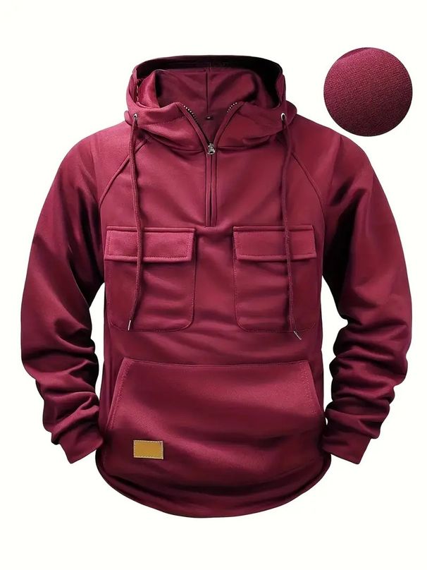Men's Casual Hooded Zip-Up Sweatshirt | Thickened Fall/Winter Pullover Hoodie | Streetwear Jacket With Pockets | Loose Fit Workwear Style_viptrois.com