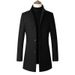 Loom Loom Autumn Winter Men's Mid-Length Single-Breasted Trench European American Style Solid Color Simple Stand Collar Wool Coat_viptrois.com