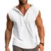 2025 New Men's Sleeveless Fitness Sports Drawstring Solid Color Hooded Vest Top_viptrois.com