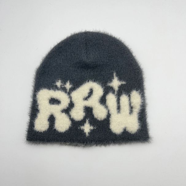 Women's Hats New Imitation Mink Knitted Jacquard Hat Autumn And Winter Hot Selling Warm Plush Hat_viptrois.com