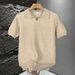 Men's Old Money Style Knitted Shirt Short Sleeve Summer Trendy Solid Color Half Sleeve T-Shirt Loose Casual Top_viptrois.com
