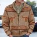 Pure Foreign Trade New Men's Clothing Bull Head Jacquard Zipper Knitted Jacket Autumn Winter Thick Knit Sweater Men SY0053_viptrois.com
