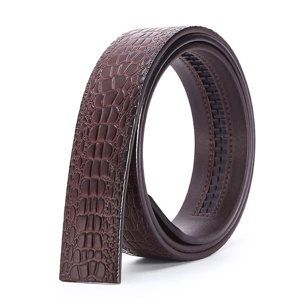 Men's Belts 3.5CM Crocodile Pattern Automatic Buckle Belt Body First Layer Cowhide Second Layer Cowhide Step Flat Edge_viptrois.com