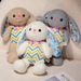 Cute Soft Striped Rabbit Doll Plush Toy Little White Rabbit Doll Children's Ragdoll Easter Gift_viptrois.com