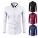 Men's Clothing four way stretch shirt men's color matching collar diamond button long sleeved shirt business casual men's shirt foreign trade _viptrois.com