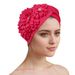 Muslim hat Ladies fashion elegant side three small flower watermelon hat ethnic headscarf hat_viptrois.com