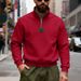 Minimalist Heavyweight Fleece-Lined Sweatshirt For Men – Stand Collar Casual Pullover In Black/Army Green (S-XXXL)_viptrois.com