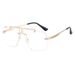 frameless men, Korean version, large frame polygonal sunglasses for women, trendy round face, slimming appearance_viptrois.com