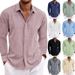 Men's Clothing Men's Long Sleeved T-Shirt Loose Sweatshirt Solid Color Cotton And Linen Blend Large Size Shirt For Comfortable Wear_viptrois.com