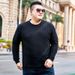 Large Size Men's Versatile Simple Crew Neck Sweater Men's Elastic Black Long-sleeved Sweater Men's Winter Warm Bottoming Shirt_viptrois.com