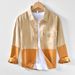 Autumn Pure Cotton Retro Color Blocked Workwear Shirt, Loose Casual Long Sleeved Shirt Jacket_viptrois.com