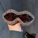 Y2K Personality Fashion Full Diamond Wave Sunglasses For Women Retro Trend Party Catwalk Exaggerated Gorgeous Sunglasses_viptrois.com