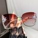 Women's Glasses new fashion rhinestone sunglasses for women, slim sunglasses, internet celebrity style, sun protection and UV protection_viptrois.com