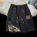Summer Style Bear Patchwork Print Loose Casual Sports Shorts For Men Trendy Thin Bottoms_viptrois.com