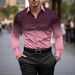 New Casual Trend Men's Long Sleeve Shirt 3D Gradient Printed Top Lapel Design_viptrois.com