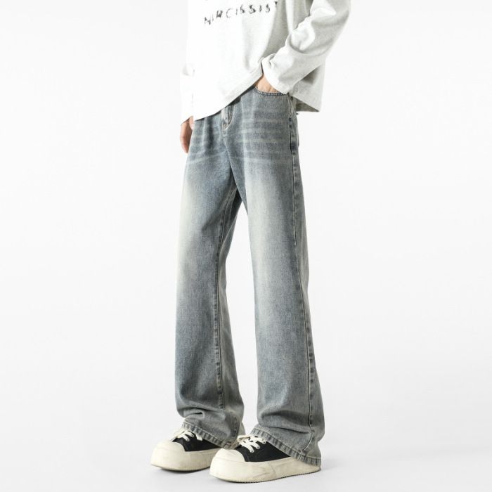 "Men's Smoky Gray Vintage Jeans – Oversized Wide-Leg Trousers (90s Streetwear, High-Waisted Drop-Crotch, Ultra-Drape Silhouette)"_viptrois.com