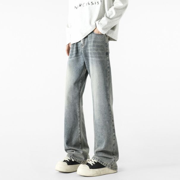 "Men's Smoky Gray Vintage Jeans – Oversized Wide-Leg Trousers (90s Streetwear, High-Waisted Drop-Crotch, Ultra-Drape Silhouette)"_viptrois.com