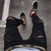 Loom Cross-Border Exclusive Jeans New Black Ripped Stretch Zipper Men's Skinny Pants European And American Trend_viptrois.com