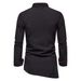 Men's Clothing Casual Stand Up Collar Color Matching Shirt Oblique Hem Long Sleeved Shirt_viptrois.com