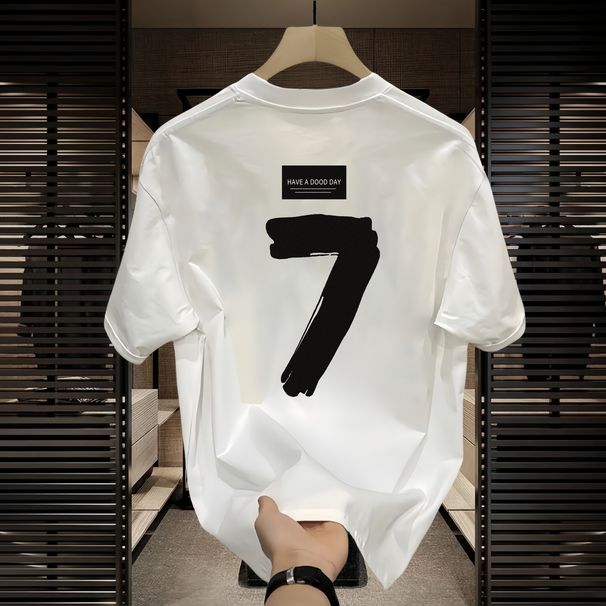 Men's Clothing Trendy Short Sleeved Ins Pure Cotton Summer New Men's Printed T Shirt Trendy Men And Women All Match Round Neck T Shirt Men_viptrois.com