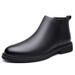 European Warm Series Wide Last Toe Side Chain Denim Style Trendy Men's Martin Boots Mid-Calf Warm Non-Slip Rubber Sole Single Cotton Shoes_viptrois.com