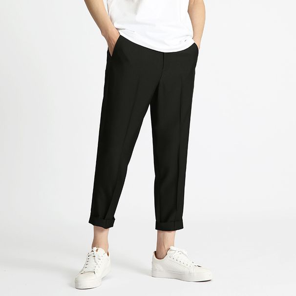 Men's Clothing Spring And Summer New Slim Fit Trousers Slim Lightweight Cigarette Pants Solid Color Straight Casual Pants_viptrois.com