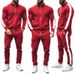 Men's Long Sleeved Two Piece Set Autumn Winter Casual Sports Jacket Sweatshirt Contrast Color Stand Collar Suit_viptrois.com