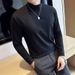 Brushed T-Shirt For Men, And Winter New Half High Collar Solid Color Slim Fit Base Shirt, Cotton Comfortable Casual_viptrois.com