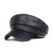Beret Autumn PU Octagonal Fashion Versatile Leather British Style Trendy Duckbill Hat Men Winter Warm_viptrois.com