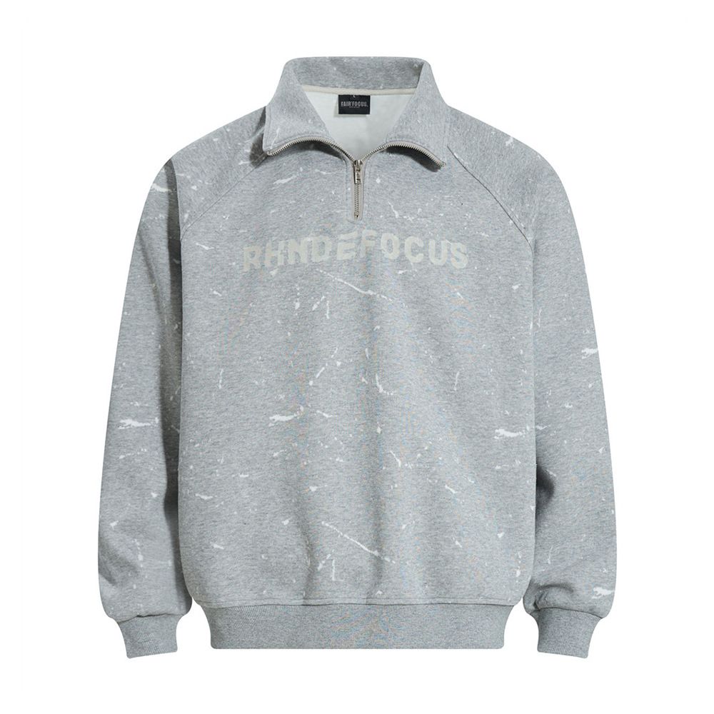 Ink Splash Tie-Dye Turn-Down Pullover Sweatshirt For Men Spring And Autumn Trendy Niche Sports Shirt Half-Zip Stand_viptrois.com