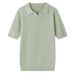 Men's Breathable Knit Polo Shirt – Hollow-Out Collar Summer Business Casual Top (M-XXXL, Green/Grey/White)_viptrois.com