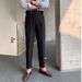 Men's Clothing Solid Color High Waist Nine Point Pants Temperament Casual Business Italian Paris Button Trousers Men's Trend_viptrois.com