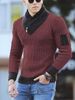 1 2023 New European And American Style Scarf Collar Knitted Pullover Long Sleeve Men's Patchwork Sweater Jacket_viptrois.com