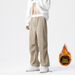 Men's Winter Corduroy Work Pants Fleece Lined Casual Sports Straight Leg Wide Leg Sweatpants Unisex Style_viptrois.com