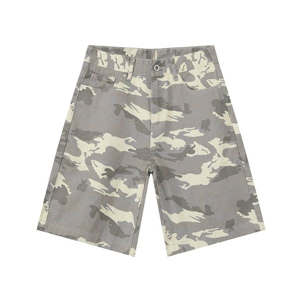 Men's Clothing Camouflage Loose Wide Leg Casual Shorts Versatile Washed Denim Shorts Trend_viptrois.com