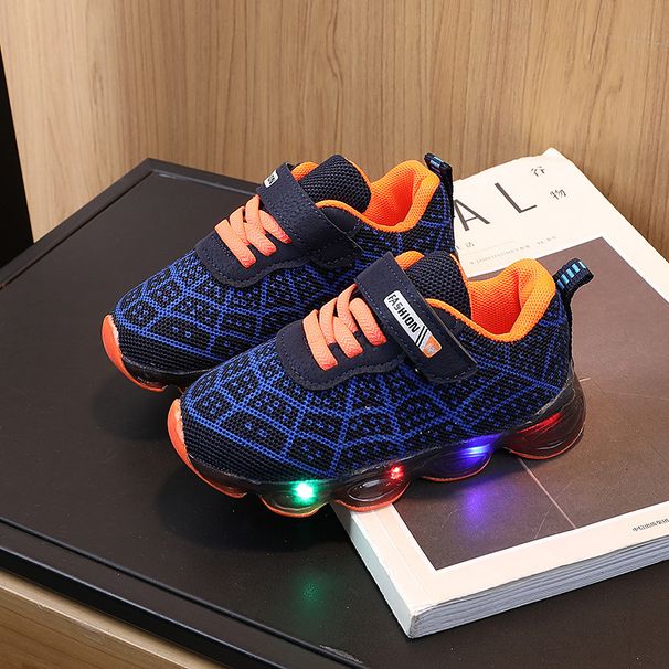 2025 Spring And Autumn Boys Spider Web Light Up Sports Shoes Small And Medium Children's Casual All Match LED Light Shoes Factory Direct Sales_viptrois.com