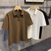 Men's Wrinkle-Resistant Short-Sleeve Shirt – Breathable & Stylish Casual Office Wear (Black/White/Deep Brown, Sizes M-3xl)_viptrois.com