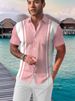 Men's Clothing Thin Breathable Beach Leisure Printed Striped Short Sleeved Shirt_viptrois.com