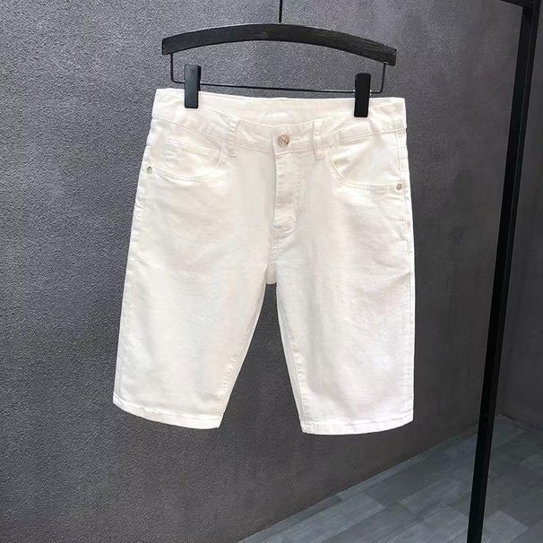 Men's Denim Shorts Summer Thin Five-Point Trendy Comfortable Loose Straight Casual Stretchy Outerwear Mid-Length Pants_viptrois.com