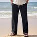 Men's Linen Wide Leg Pants Breathable Loose Sports Straight Casual Trousers American Style For Summer Autumn_viptrois.com