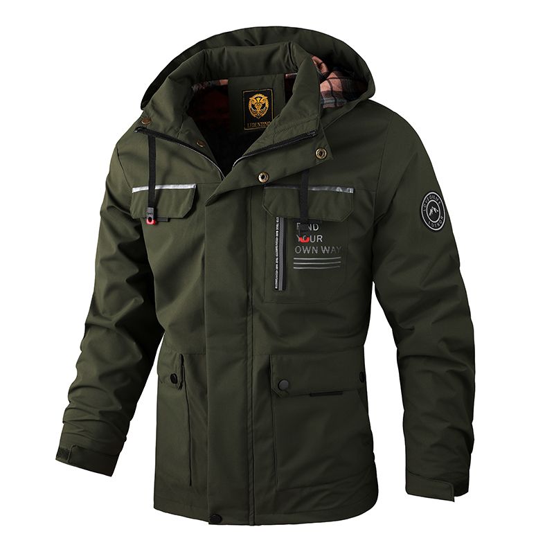 Men's Casual Windbreaker Jackets Hooded Jacket Man Waterproof Outdoor Soft Shell Coat Clothing_viptrois.com