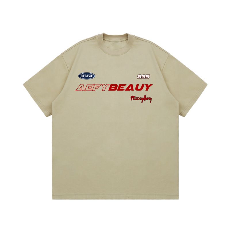 New Casual Letter Short Sleeves, Men's Loose Short Sleeves, American Small Neckline Trendy Top_viptrois.com