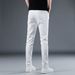 2022 Spring/Summer New High-End Men's Jeans Korean Style Stretch Cotton Slim Fit Casual Solid Color Waterproof Pants_viptrois.com