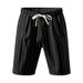 Men's Trendy Loose Beach Linen Drawstring Shorts Breathable Vertical Striped Jacquard 5 Point Cross Border Summer American Style_viptrois.com