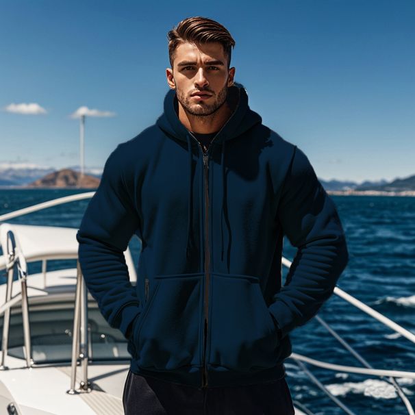 Men's Fleece Hooded Sweatshirt - Warm & Stylish Pullover With Multiple Pockets For Fall & Winter (Available In S-XXXL, Black/Navy/Khaki/Grey)_viptrois.com