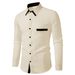 Men's Clothing Color Matching Business Slim Casual Shirt Contrast Color Long Sleeved Shirt Cardigan_viptrois.com